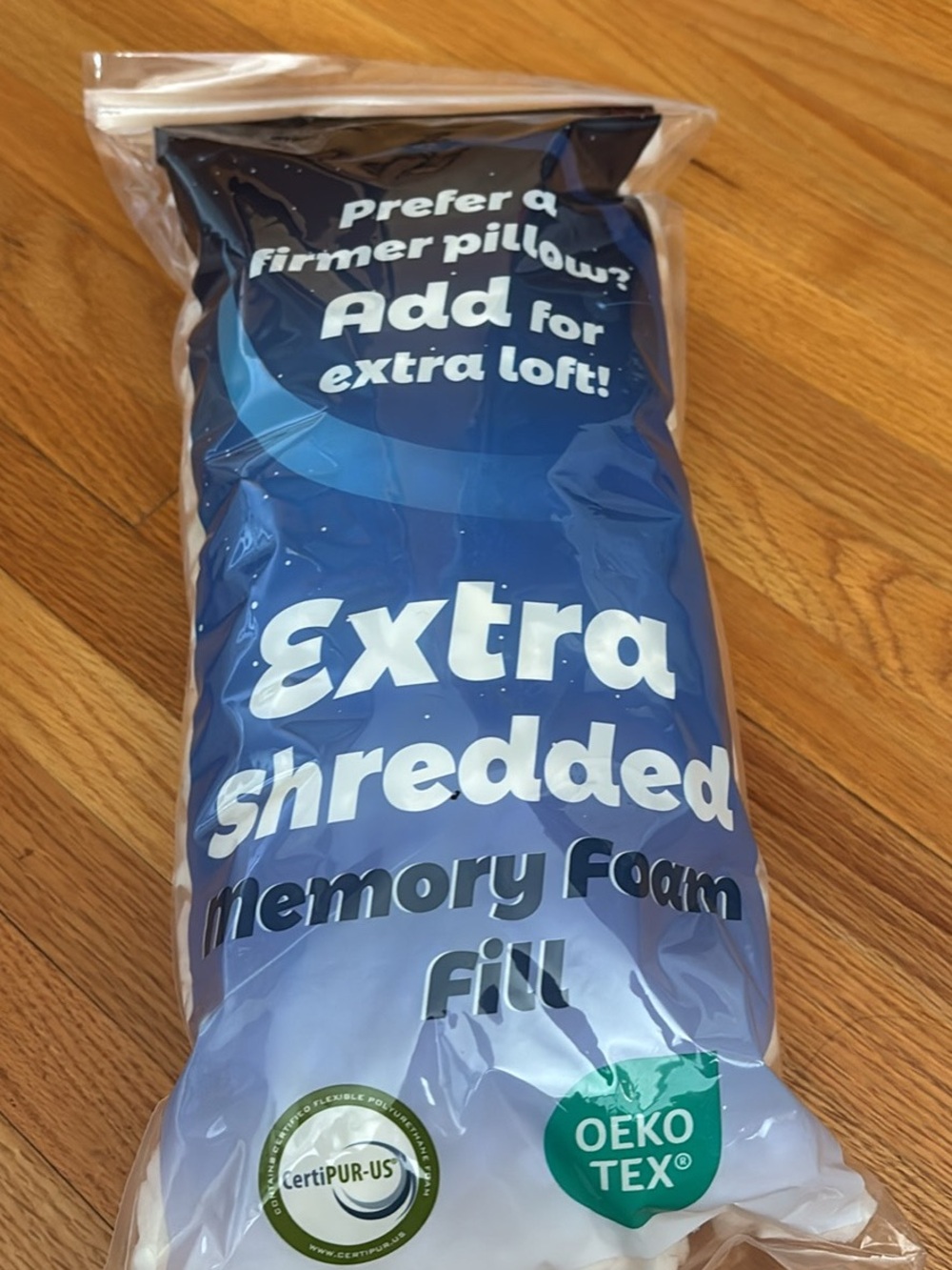 Extra Shredded Memory Foam Fill Pillow Insert - Blue